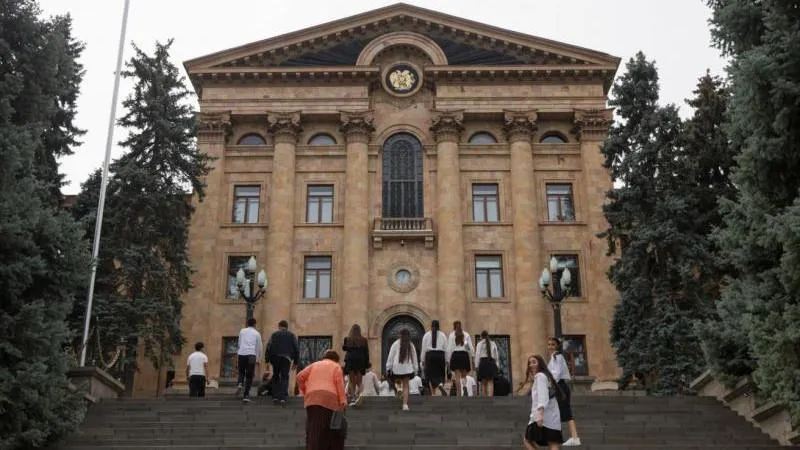 MPs erupted into a large brawl in the Armenian parliament